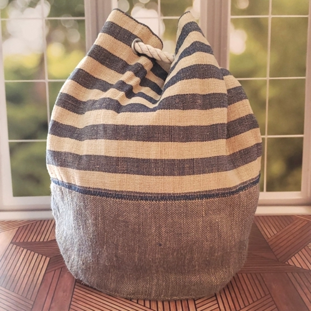 •lovestitch•Canvas look nautical rope design bucket backpack